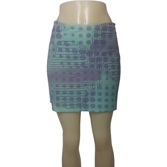 Joes Skirt Womens Large Blue Purple Geometric Polka Dot Mini Stretch Made USA - Picture 6 of 6